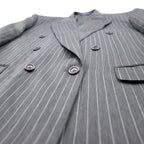 John Blair Double Breasted Tailored Jacket XL Grey Striped Polyester
