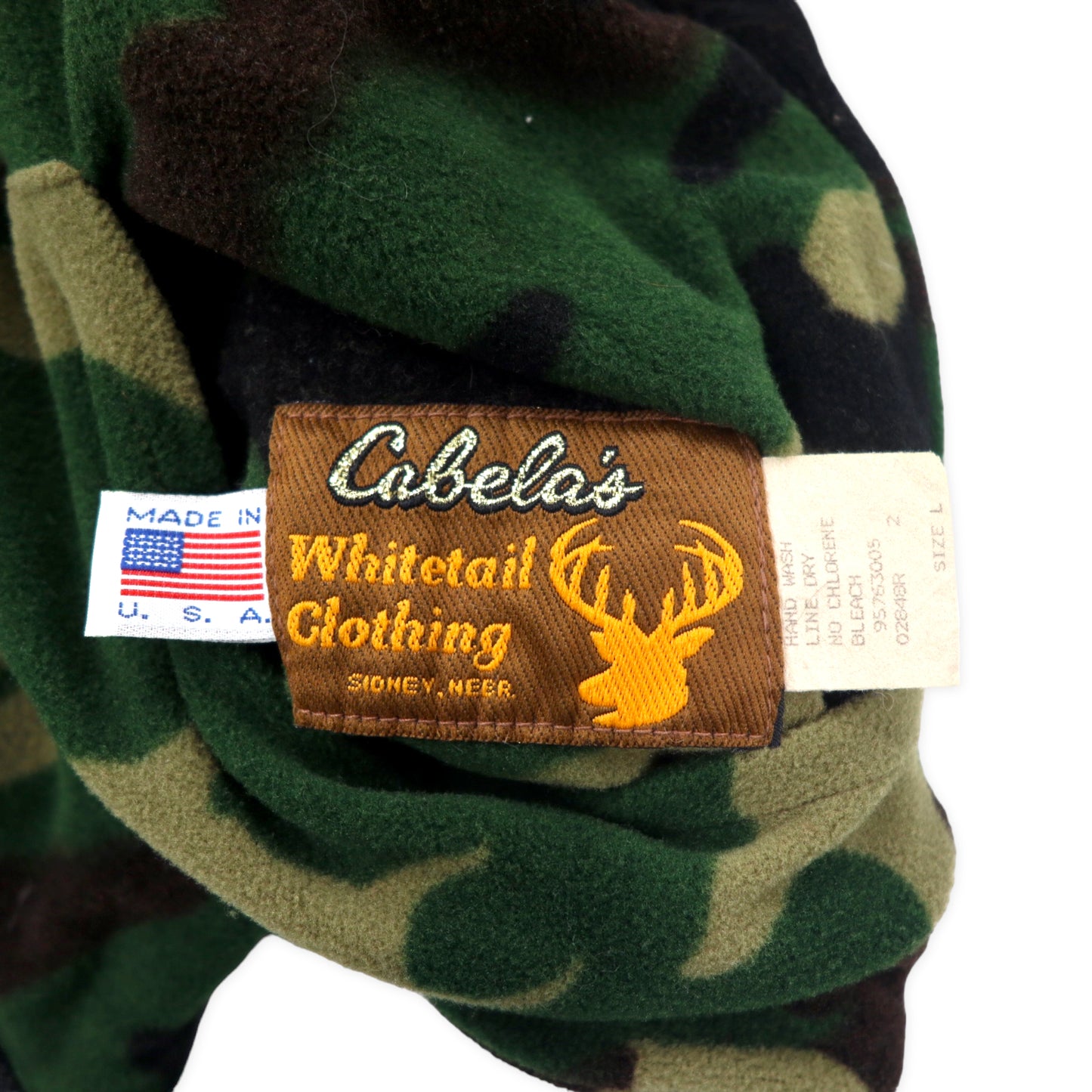 Cabela's Whitetail Clothing USA製 90年代 リバーシブル フリースジャケット ブルゾン L カーキ カモフラ ポリエステル