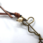 MARNI Keychain Charm Gold Brass Leather Giraffe Motif