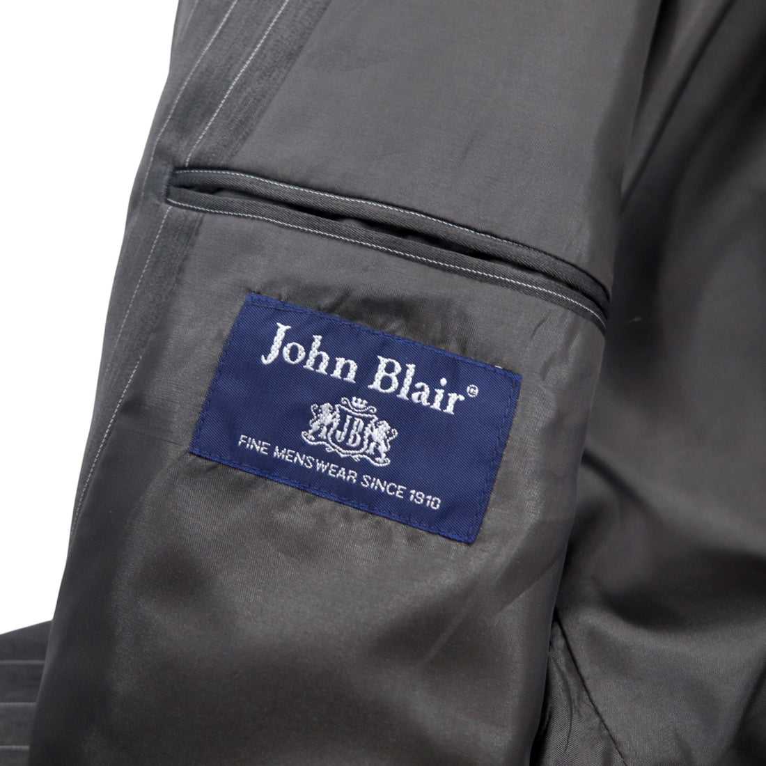 John Blair Double Breasted Tailored Jacket XL Grey Striped Polyester