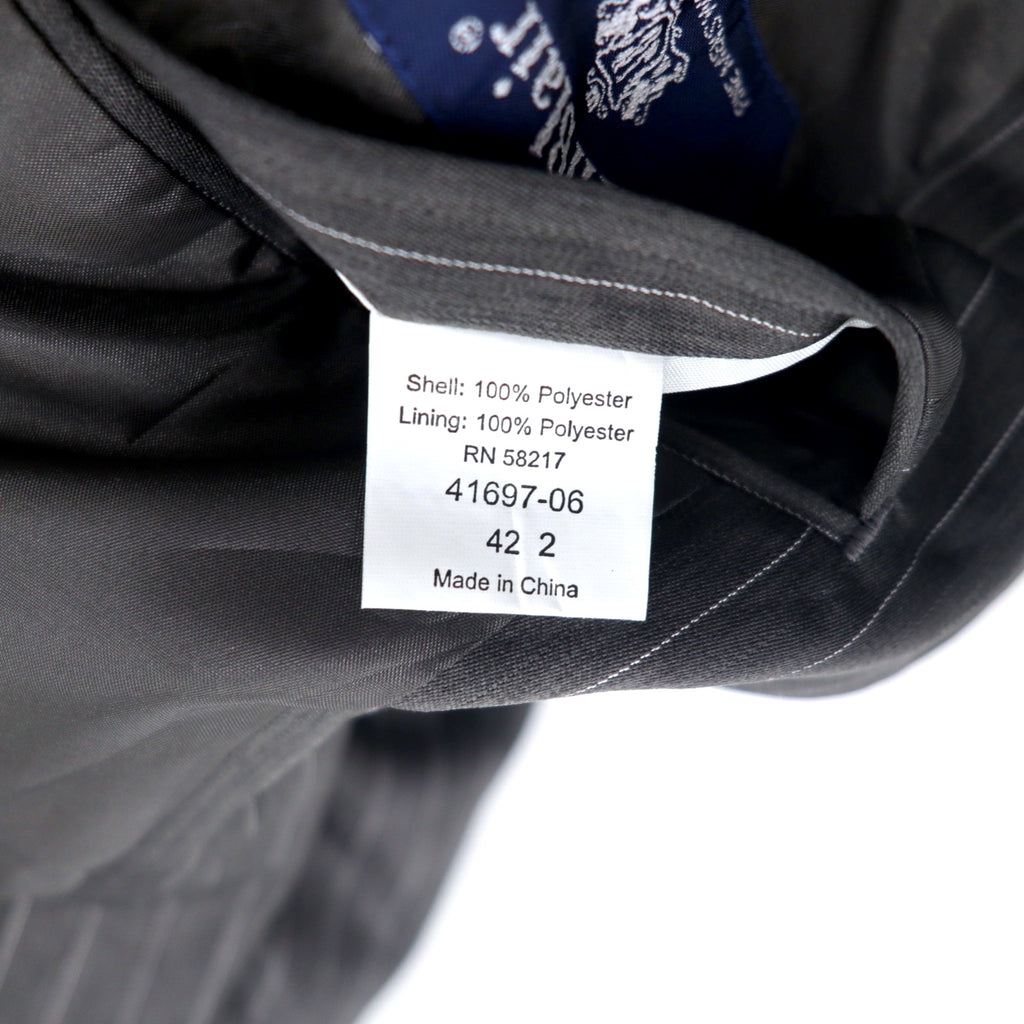 John Blair Double Breasted Tailored Jacket XL Grey Striped Polyester