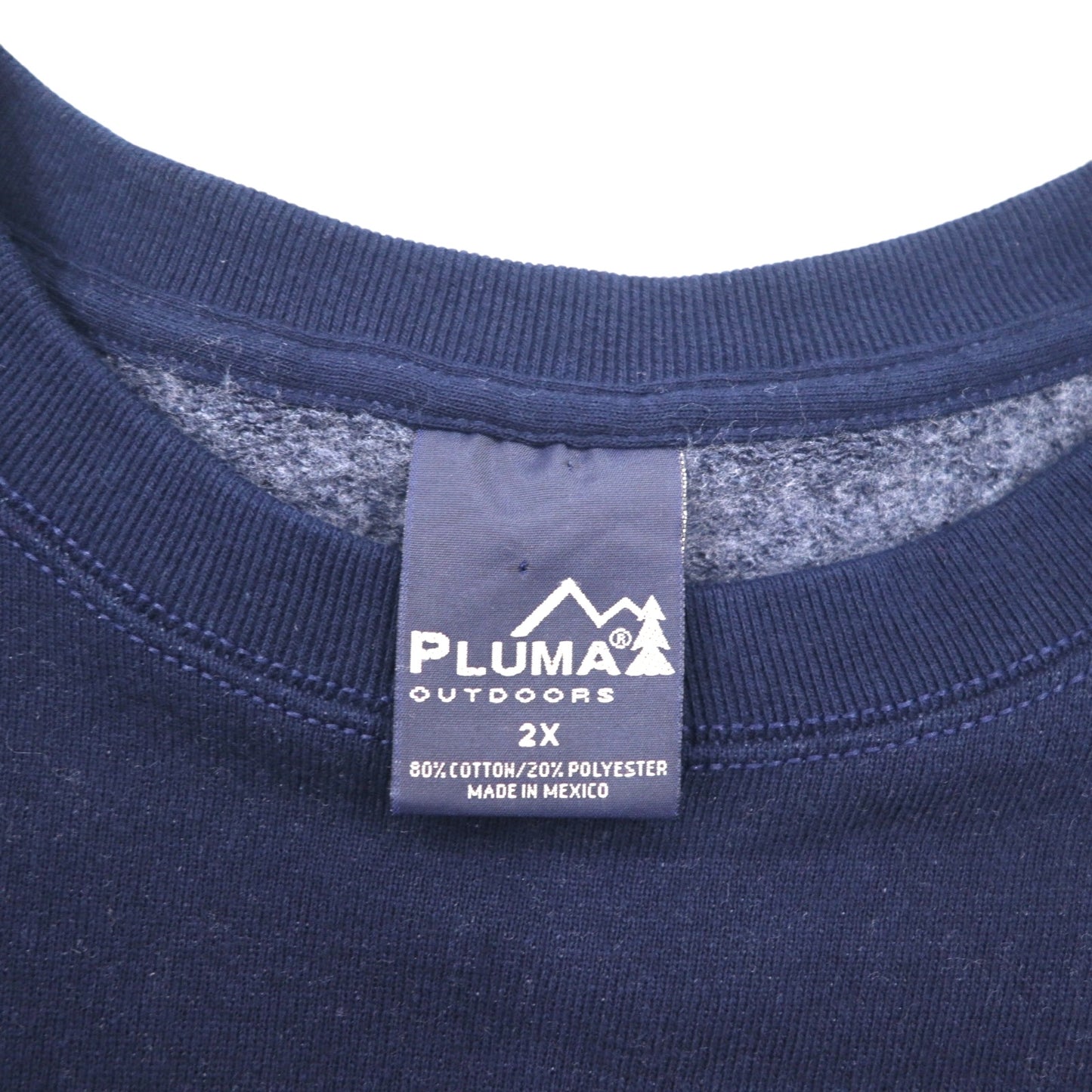 PLUMA OUTDOORS ブランク スウェットシャツ 2XL ネイビー 無地 コットン 裏起毛 メキシコ製