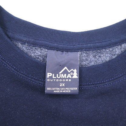 PLUMA OUTDOORS ブランク スウェットシャツ 2XL ネイビー 無地 コットン 裏起毛 メキシコ製
