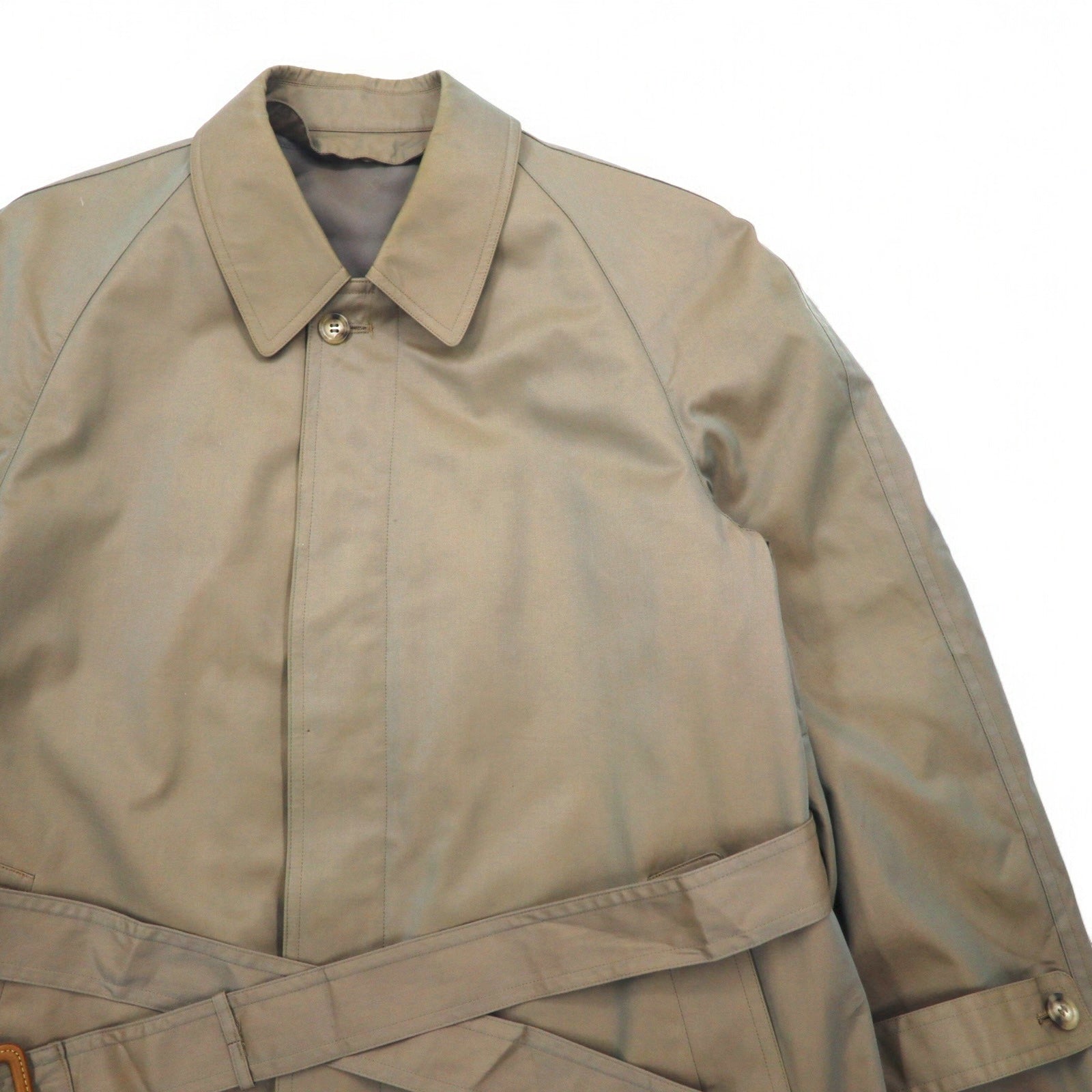 Christian Dior Old Balmacaan Coat Trench Coat L Khaki Iridescent Belted Hidden Front Removable Liner Made in Japan