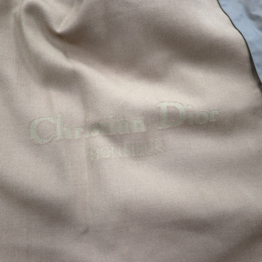 Christian Dior Old Balmacaan Coat Trench Coat L Khaki Iridescent Belted Hidden Front Removable Liner Made in Japan