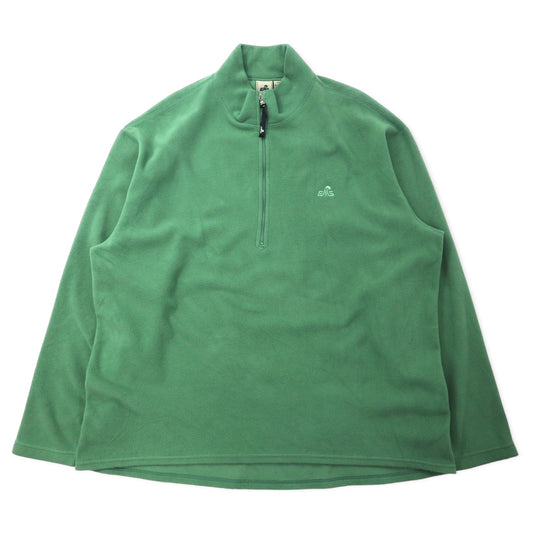 EMS ハーフジップ フリースジャケット XL グリーン ポリエステル ワンポイントロゴ刺繍 ビッグサイズ