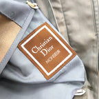Christian Dior Old Balmacaan Coat Trench Coat L Khaki Iridescent Belted Hidden Front Removable Liner Made in Japan
