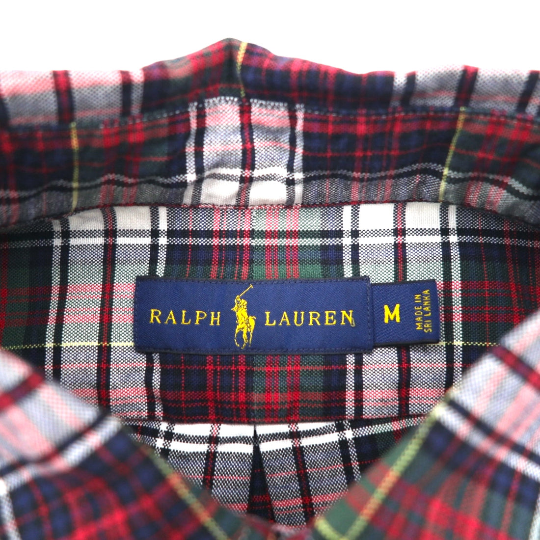 RALPH LAUREN flannel button-down shirt, size M, red check cotton with small pony embroidery