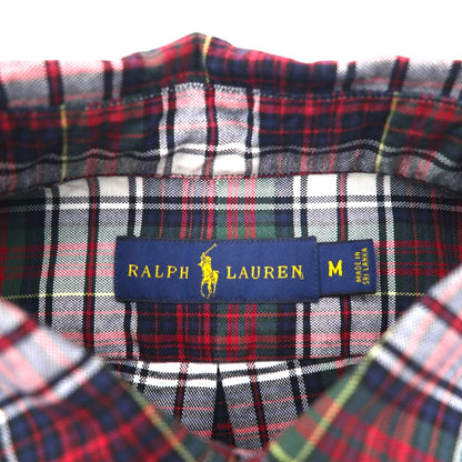 RALPH LAUREN フランネル ボタンダウンシャツ M レッド チェック コットン スモールポニー刺繍