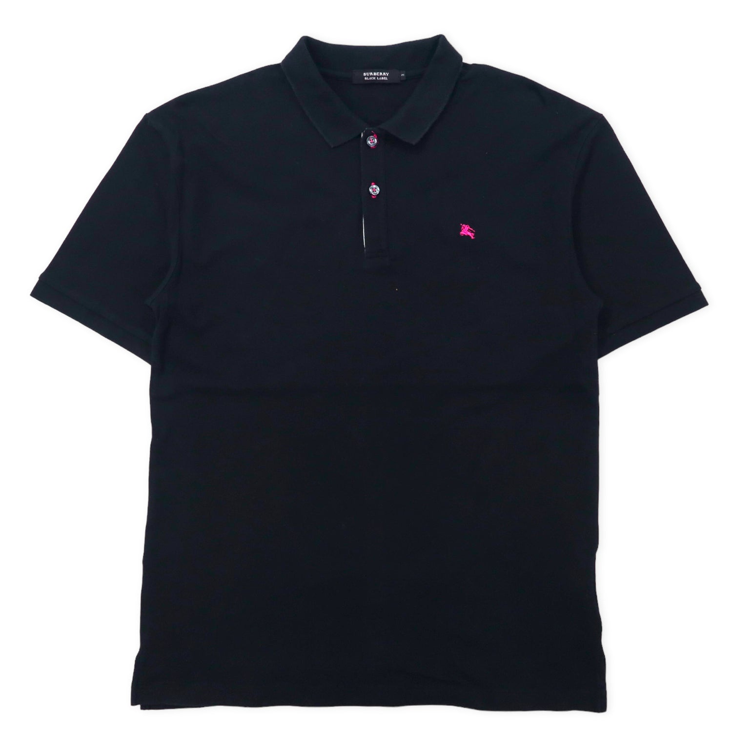 BURBERRY BLACK LABEL Polo Shirt 3 Black Cotton One Point 