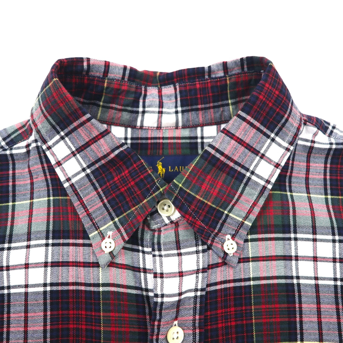 RALPH LAUREN flannel button-down shirt, size M, red check cotton with small pony embroidery