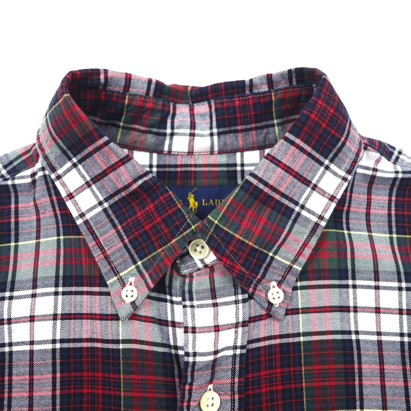 RALPH LAUREN フランネル ボタンダウンシャツ M レッド チェック コットン スモールポニー刺繍