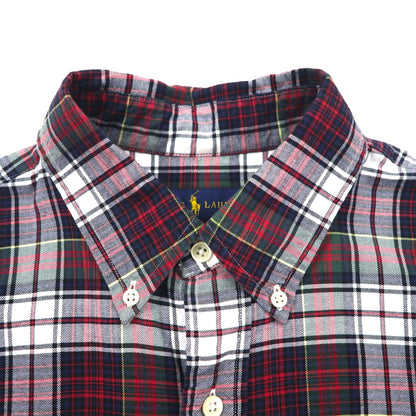 RALPH LAUREN フランネル ボタンダウンシャツ M レッド チェック コットン スモールポニー刺繍