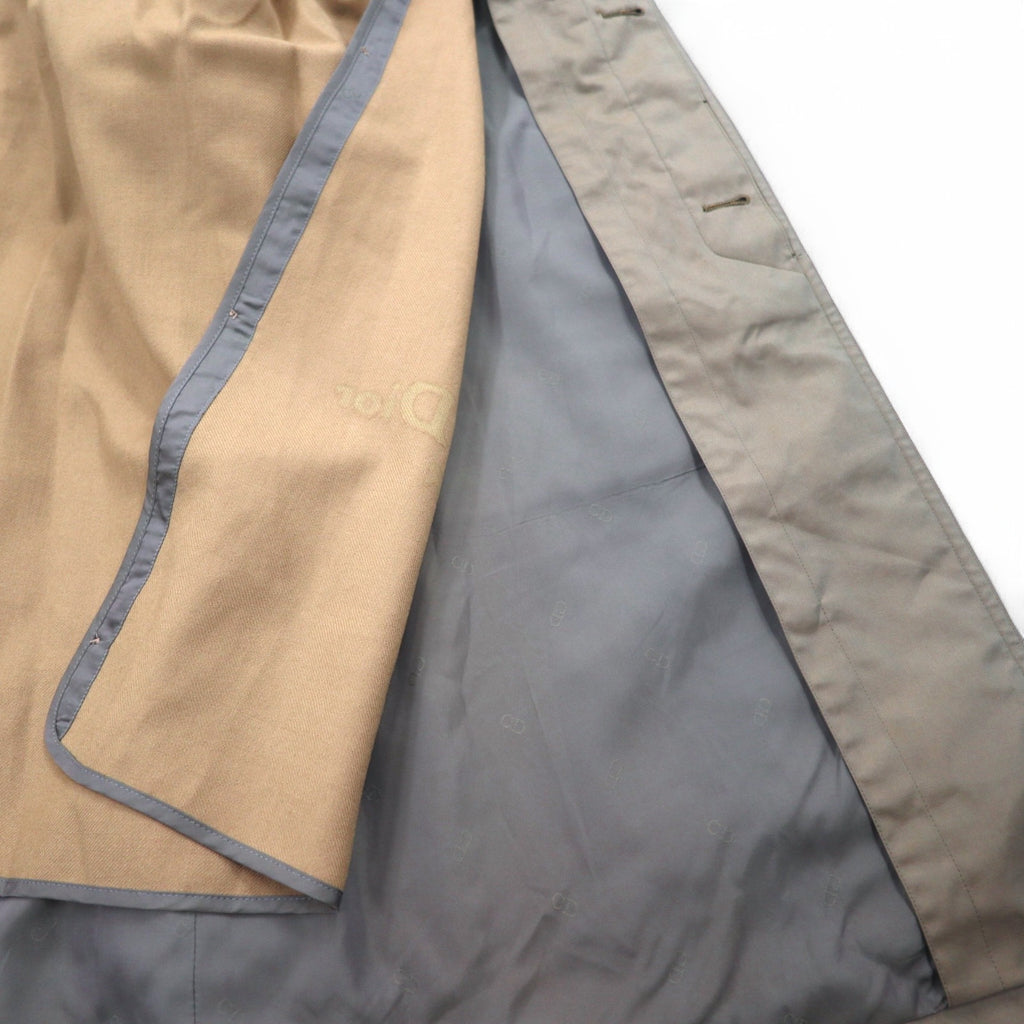 Christian Dior Old Balmacaan Coat Trench Coat L Khaki Iridescent Belted Hidden Front Removable Liner Made in Japan