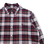 RALPH LAUREN flannel button-down shirt, size M, red check cotton with small pony embroidery