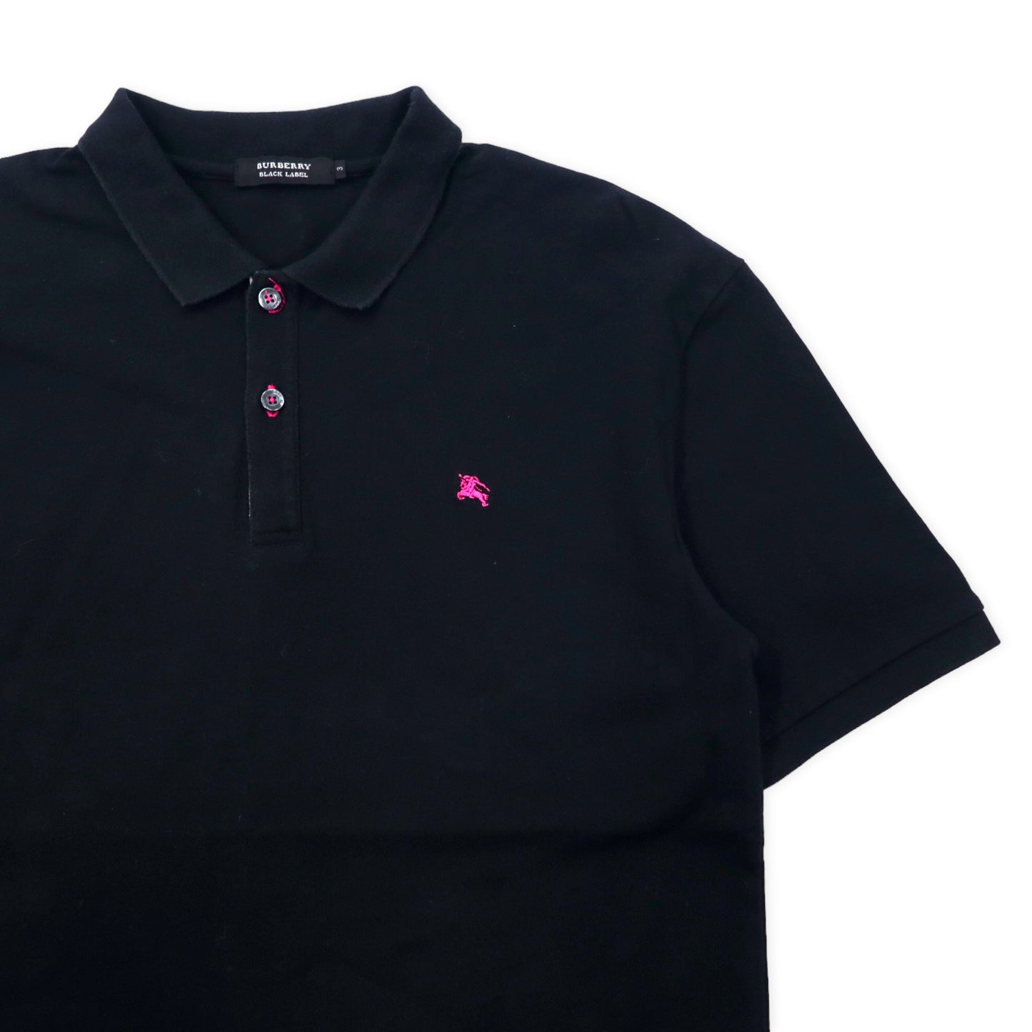 BURBERRY BLACK LABEL Polo Shirt 3 Black Cotton One Point Logo