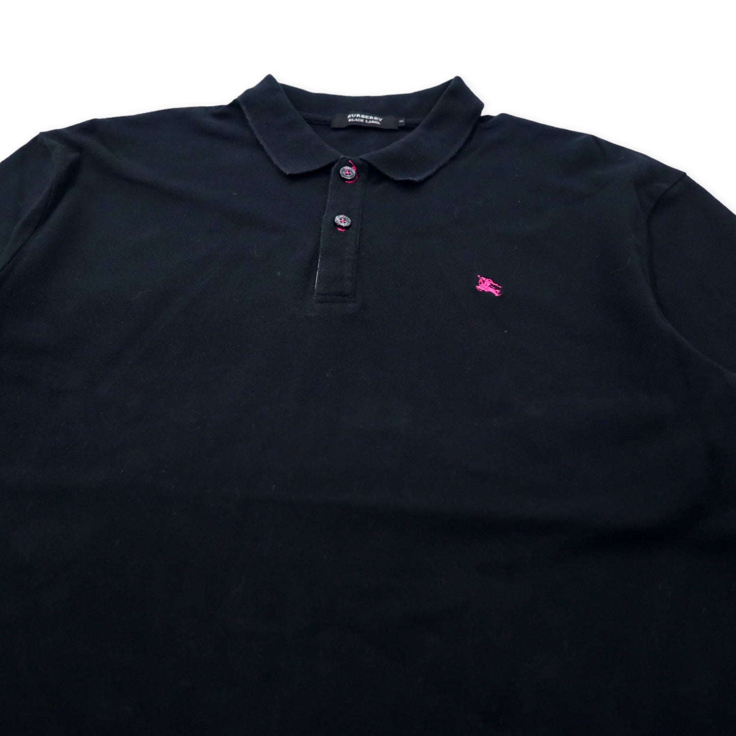 BURBERRY BLACK LABEL Polo Shirt 3 Black Cotton One Point Logo