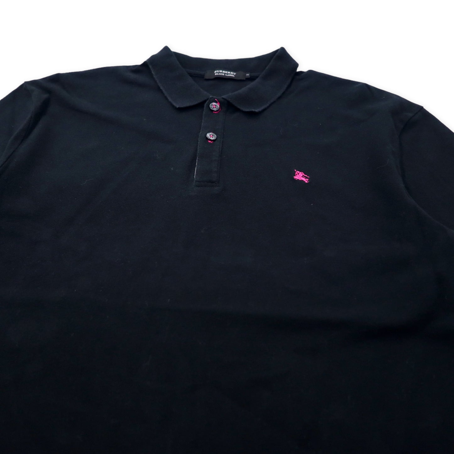 BURBERRY BLACK LABEL ポロシャツ 3 ブラック コットン ワンポイントロゴ刺繍 BMV38-436-09