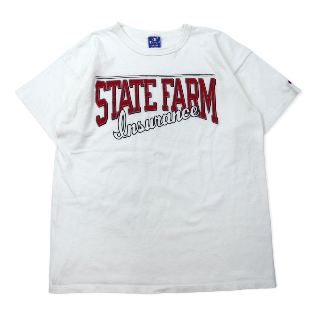 日本然リトテ-古着オンライン-Champion USA製 80年代 プリント Tシャツ XL ホワイト コットン 刺繍タグ STATE FARM-Champion USA Made 80's Print T-Shirt XL White Cotton Embroidery Tag STATE FARM