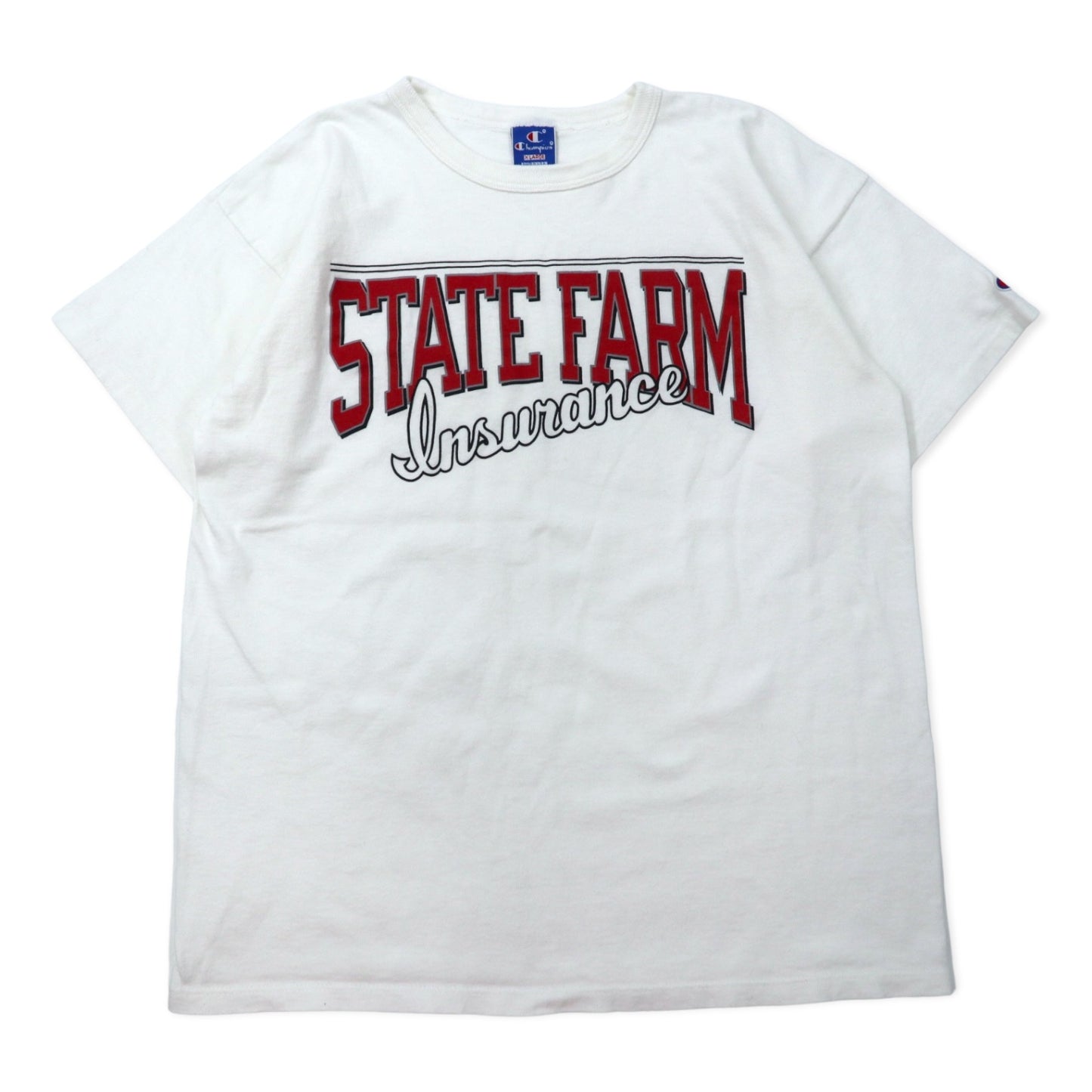 Champion USA製 80年代 プリント Tシャツ XL ホワイト コットン 刺繍タグ STATE FARM