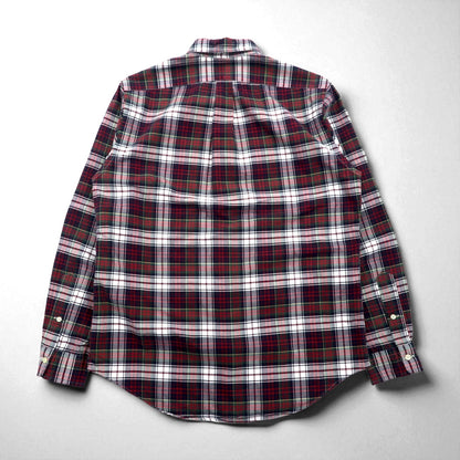 RALPH LAUREN フランネル ボタンダウンシャツ M レッド チェック コットン スモールポニー刺繍