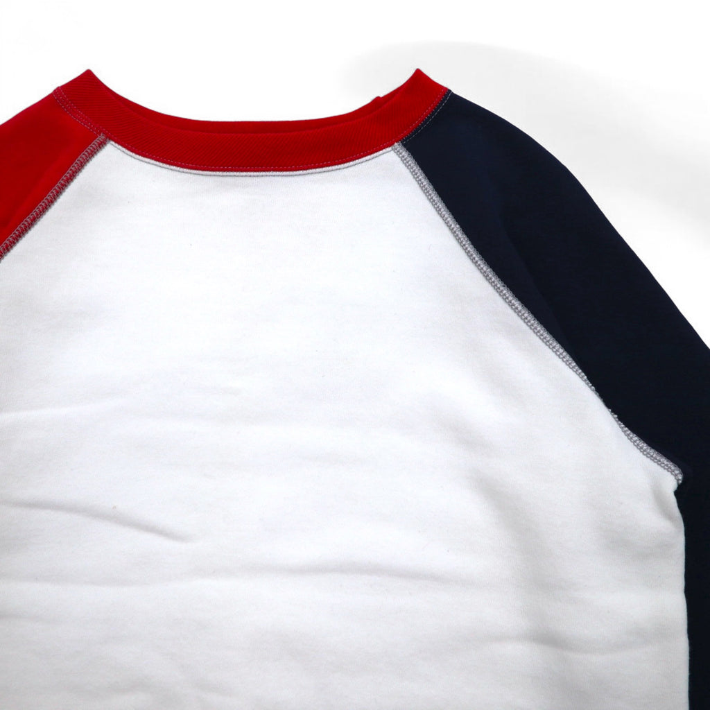 DENIME Raglan Sweatshirt M White Tricolor Fleece Lining DNM SPORTS Made in Japan