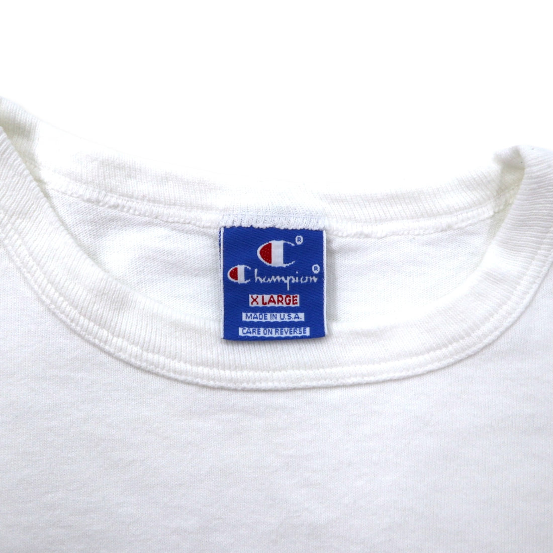 Champion USA Made 80s Printed T-Shirt XL White Cotton Embroidered Tag STATE FARM