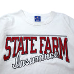 Champion USA Made 80s Printed T-Shirt XL White Cotton Embroidered Tag STATE FARM