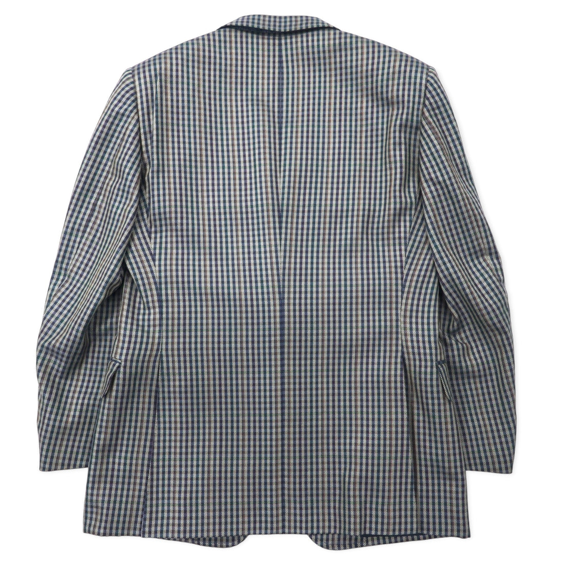 Burberrys Old 2B Tailored Jacket 98-88-175 AB6 Beige Navy Check Wool Silk Blend Made in Japan
