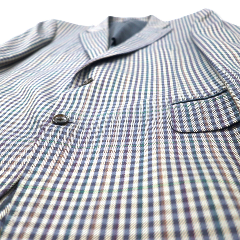 Burberrys Old 2B Tailored Jacket 98-88-175 AB6 Beige Navy Check Wool Silk Blend Made in Japan