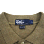 Polo by Ralph Lauren 90s Polo Shirt L Khaki Cotton Pique Small Pony Embroidery