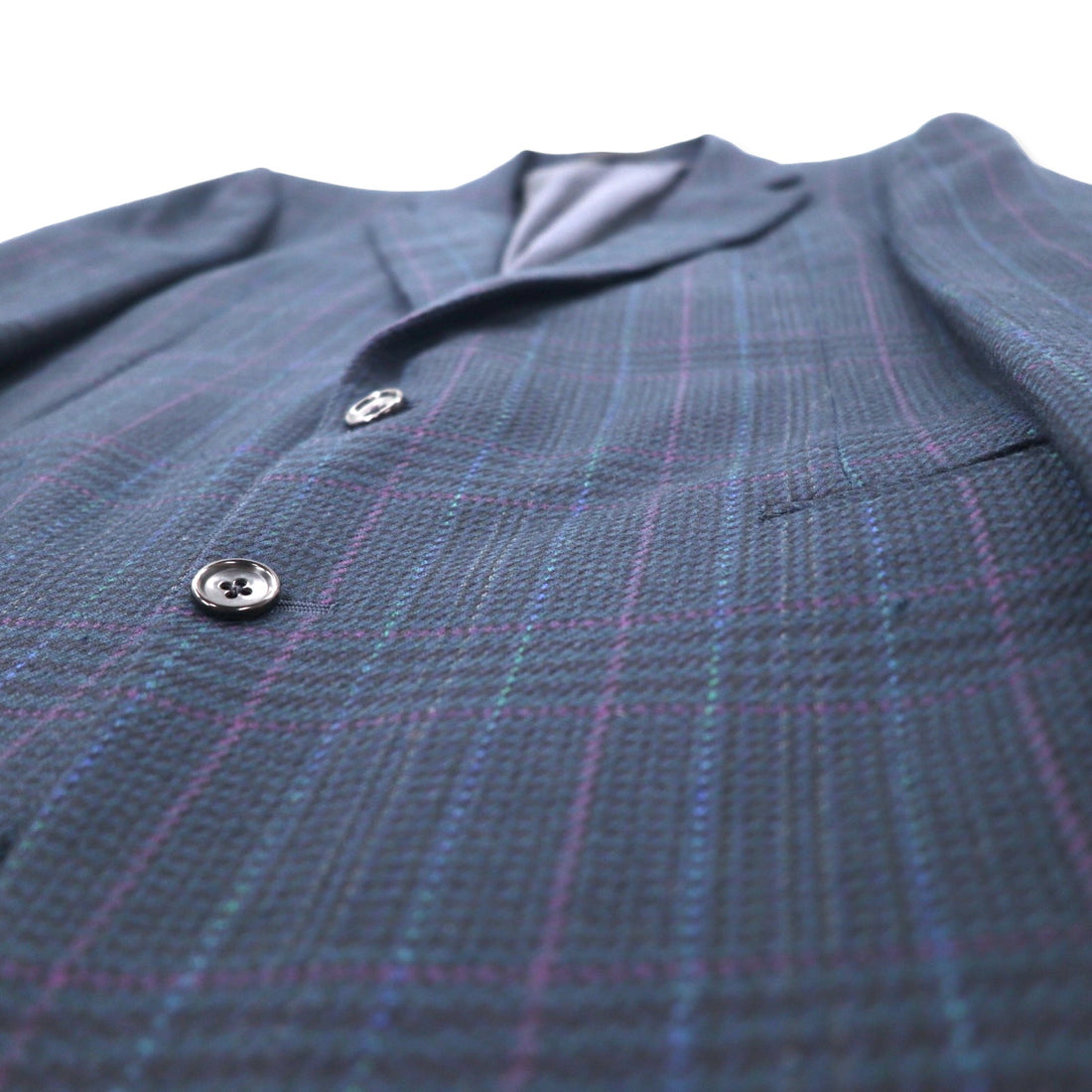 Burberrys Old 2B Tweed Tailored Jacket 94-82-175 AB6 Navy Check Wool Made in Japan