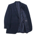 Burberrys Old 2B Tweed Tailored Jacket 94-82-175 AB6 Navy Check Wool Made in Japan
