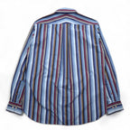 ZEPHYR (D'URBAN) Multi-stripe button-down shirt, XL, blue, Italian fabric
