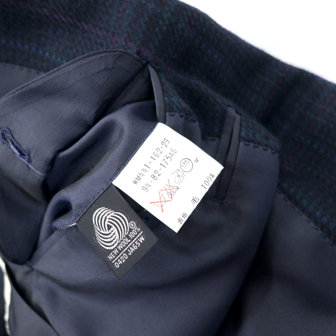 Burberrys Old 2B Tweed Tailored Jacket 94-82-175 AB6 Navy Check Wool Made in Japan