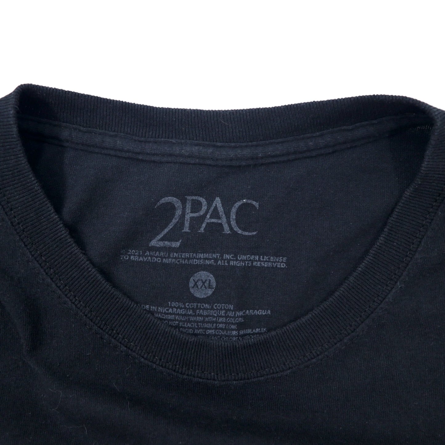 2PAC ヒップホップ ラップ Tシャツ XXL ブラック フォトプリント コットン ビッグサイズ