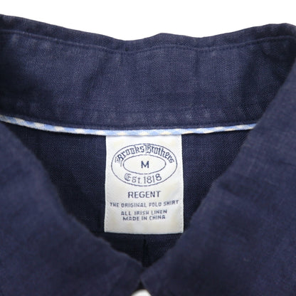 Brooks Brothers REGENT リネン ボタンダウンシャツ M ネイビー アイリッシュリネン 麻 胸ポケット  BAIRD McNUTT
