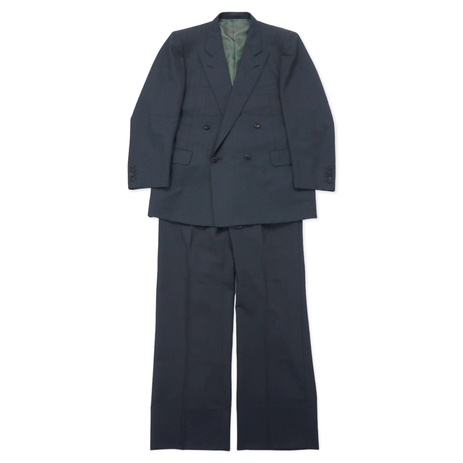 日本然リトテ-古着オンライン-Burberrys オールド ダブル スーツ セットアップ 96-86-170 AB5 グレー シャドーストライプ ウール 日本製-Burberrys Vintage Double Suit Setup 96-86-170 AB5 Gray Shadow Striped Wool Japan Made