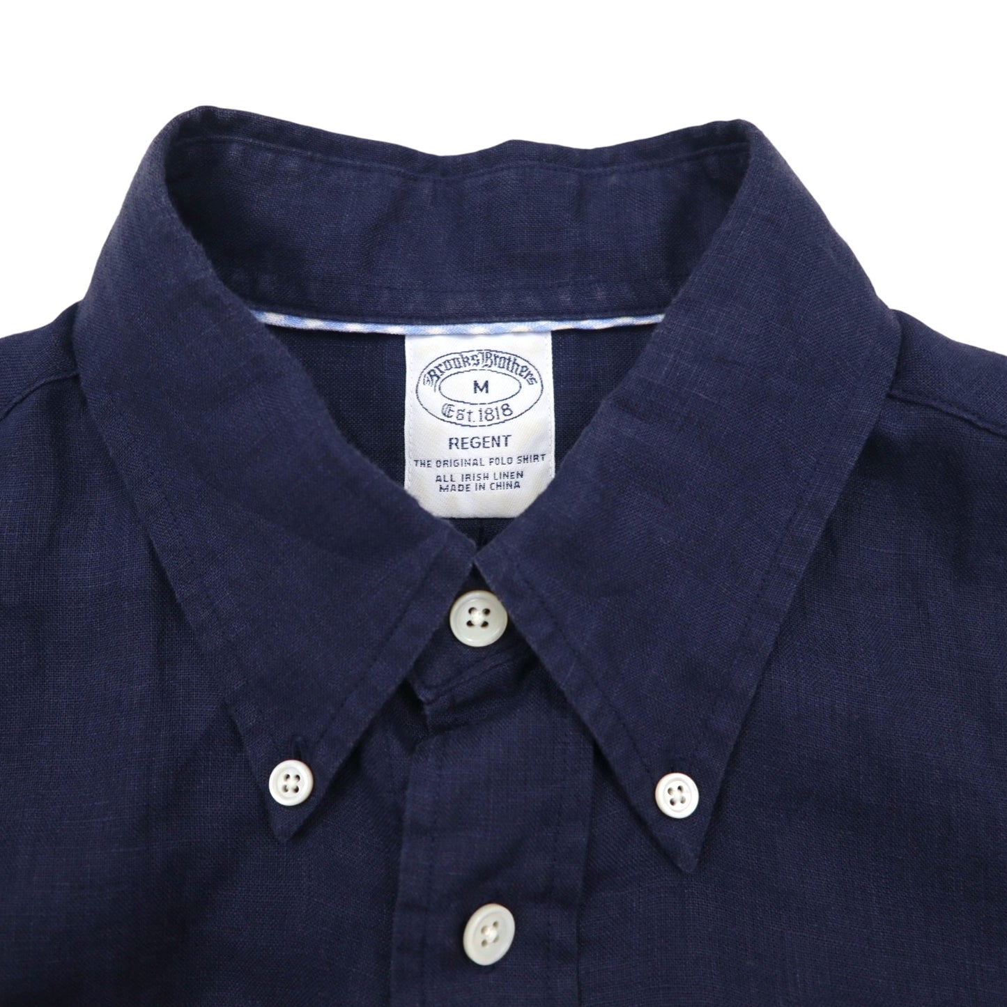 Brooks Brothers REGENT リネン ボタンダウンシャツ M ネイビー アイリッシュリネン 麻 胸ポケット  BAIRD McNUTT
