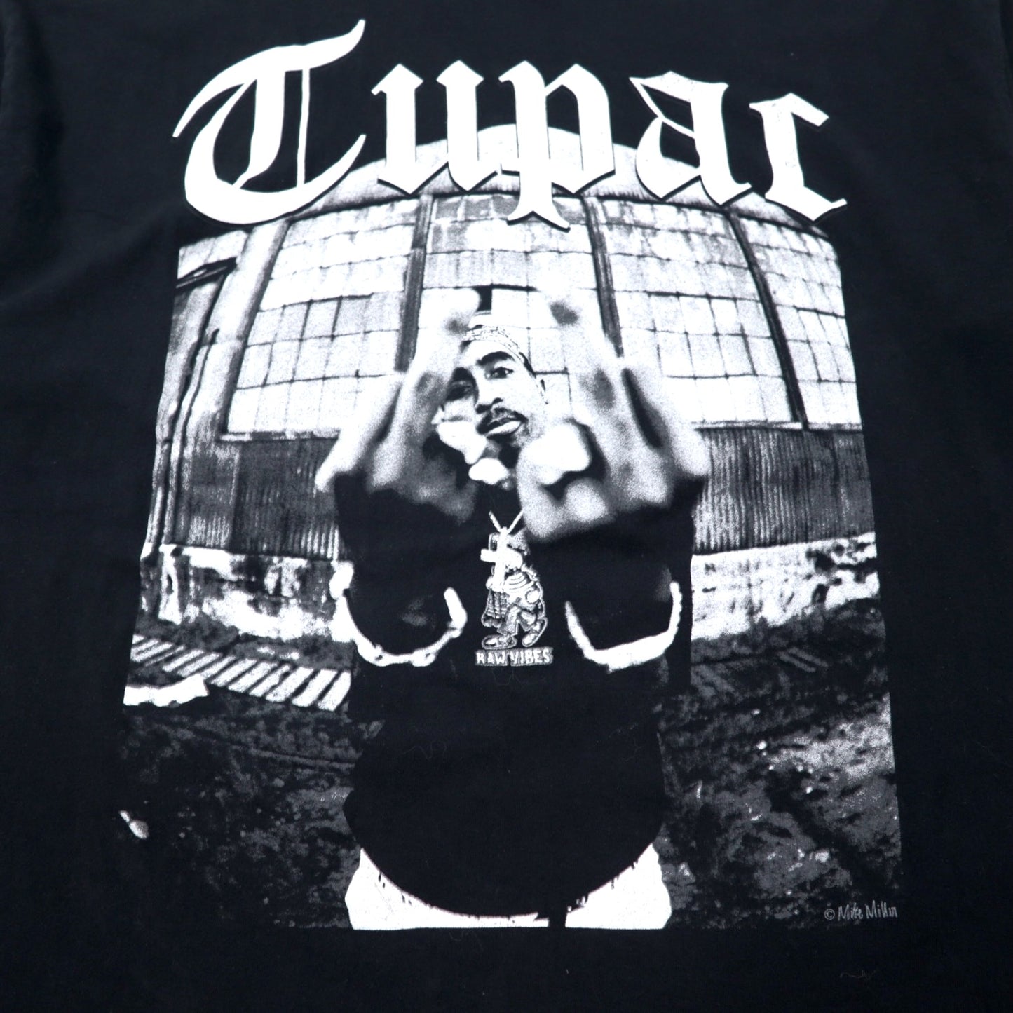 2PAC ヒップホップ ラップ Tシャツ XXL ブラック フォトプリント コットン ビッグサイズ