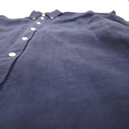 Brooks Brothers REGENT リネン ボタンダウンシャツ M ネイビー アイリッシュリネン 麻 胸ポケット  BAIRD McNUTT