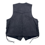 Made in USA 90s PNC LEATHER Leather Vest Biker Vest L Black Leather