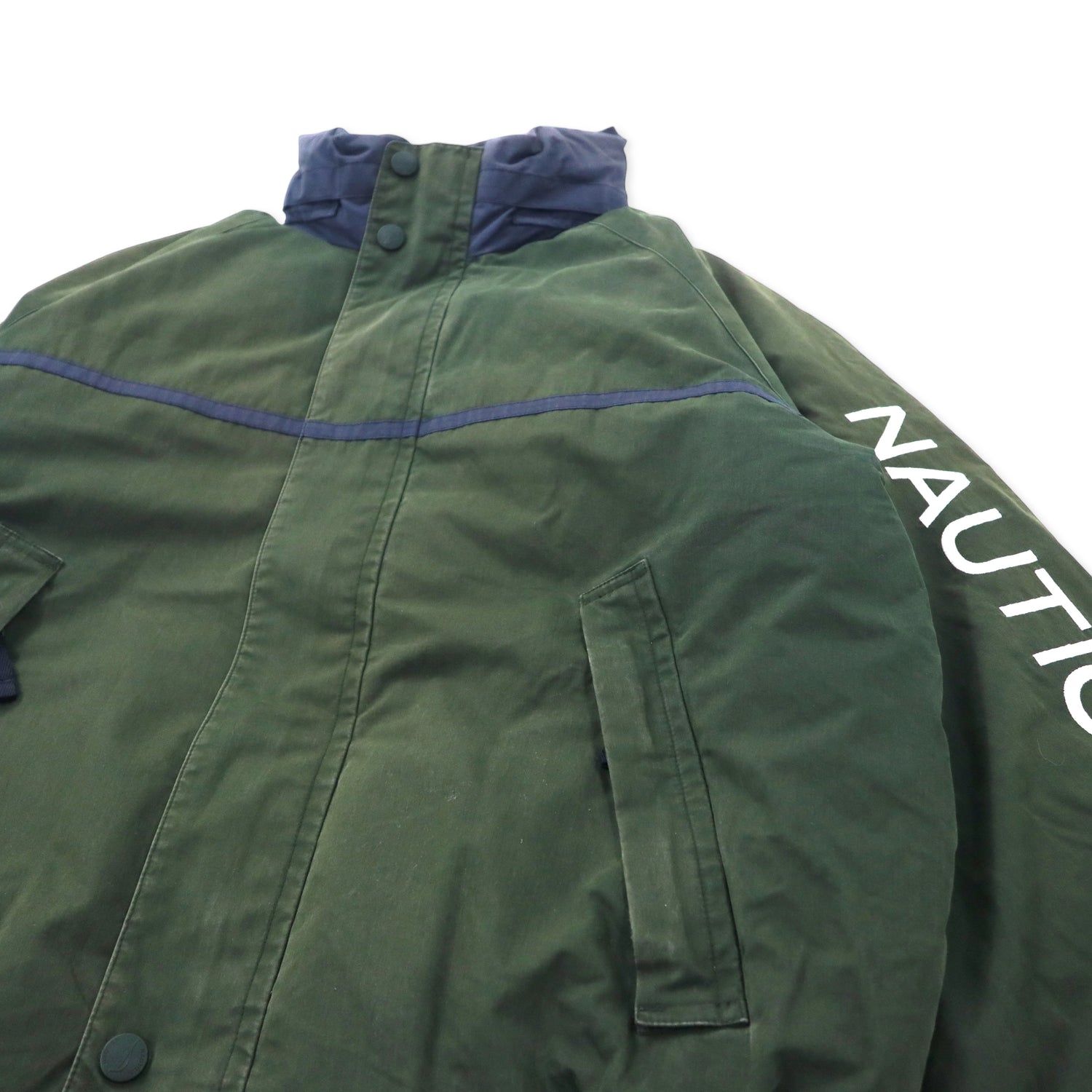 NAUTICA Reversible Sailing Puffer Jacket M Green Yellow Cotton 