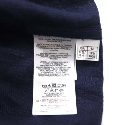Brooks Brothers REGENT リネン ボタンダウンシャツ M ネイビー アイリッシュリネン 麻 胸ポケット  BAIRD McNUTT