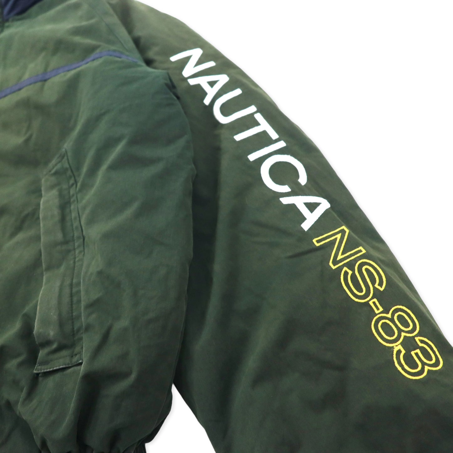 NAUTICA Reversible Sailing Puffer Jacket M Green Yellow Cotton ...