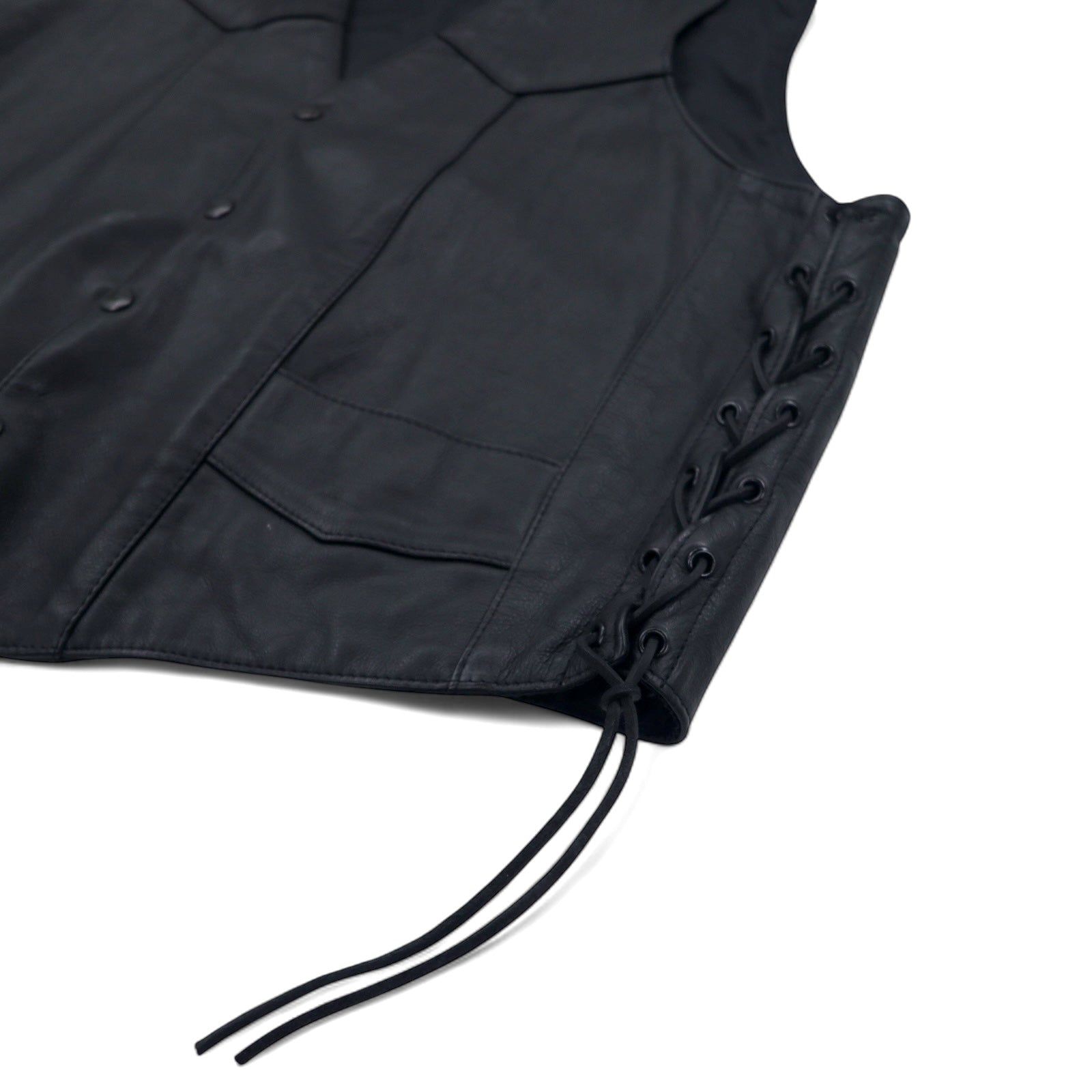 Made in USA 90s PNC LEATHER Leather Vest Biker Vest L Black Leather