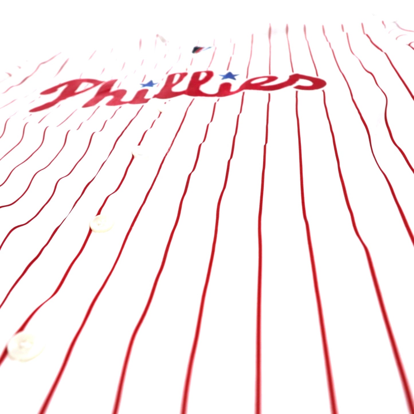 majestic ベースボールシャツ XL ホワイト ストライプ ポリエステル MLB Phillies ナンバリング ビッグサイズ