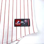 majestic ベースボールシャツ XL ホワイト ストライプ ポリエステル MLB Phillies ナンバリング ビッグサイズ