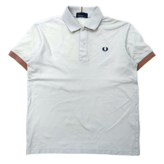 日本然リトテ-古着オンライン-FRED PERRY ポロシャツ M ホワイト コットン ワンポイントロゴ刺繍 Regimental Rib Polo Shirt F1477 日本製-Fred Perry Polo Shirt M White Cotton One Point Logo Embroidery REGIMENTAL RIB POLO SHIRT F1477 Japan MADE