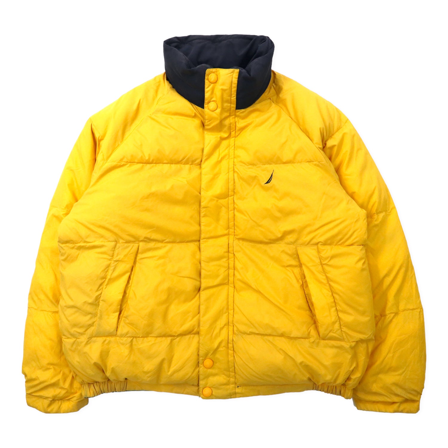 NAUTICA Reversible Sailing Puffer Jacket M Green Yellow Cotton